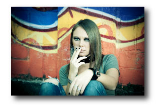 Young Woman Smoking Joint