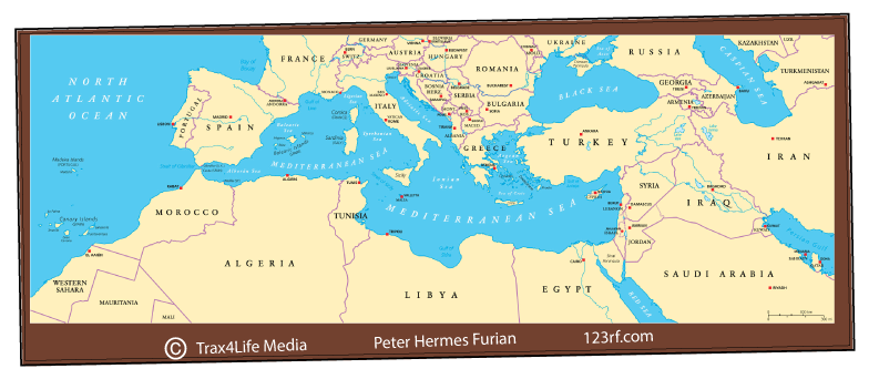 Mediterranean Map - Helping Syrian refugees